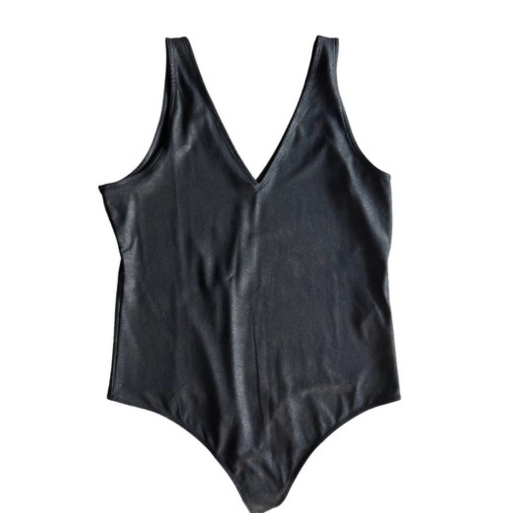 Abercrombie & Fitch Black Faux Leather Bodysuit Size Medium NWOT - Picture 5 of 9